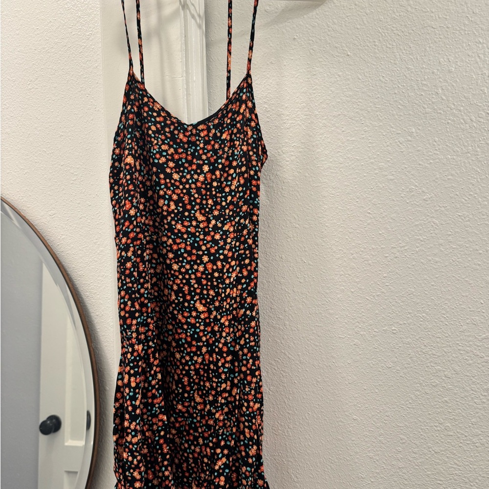 Black and Orange Spaghetti Strap Dress